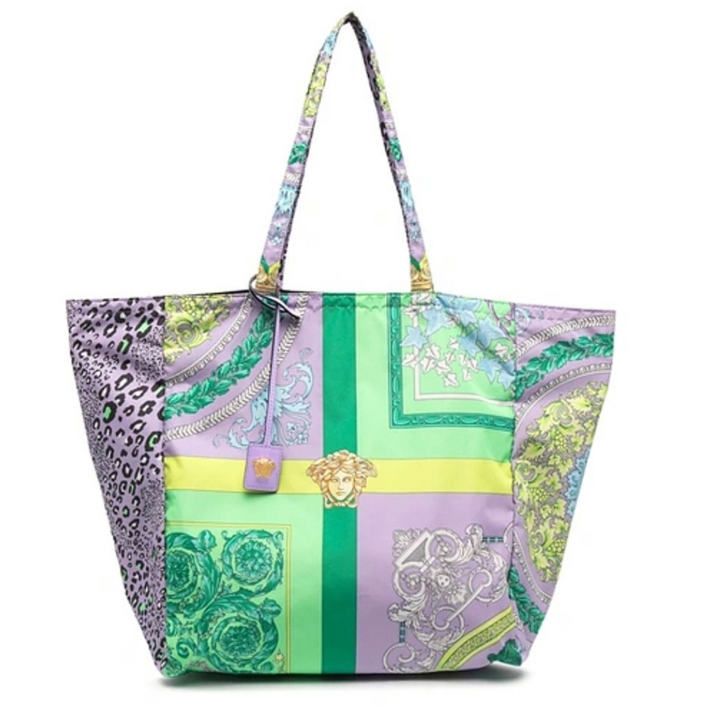 Versace Print-mix Nylon Tote Bag In Purple